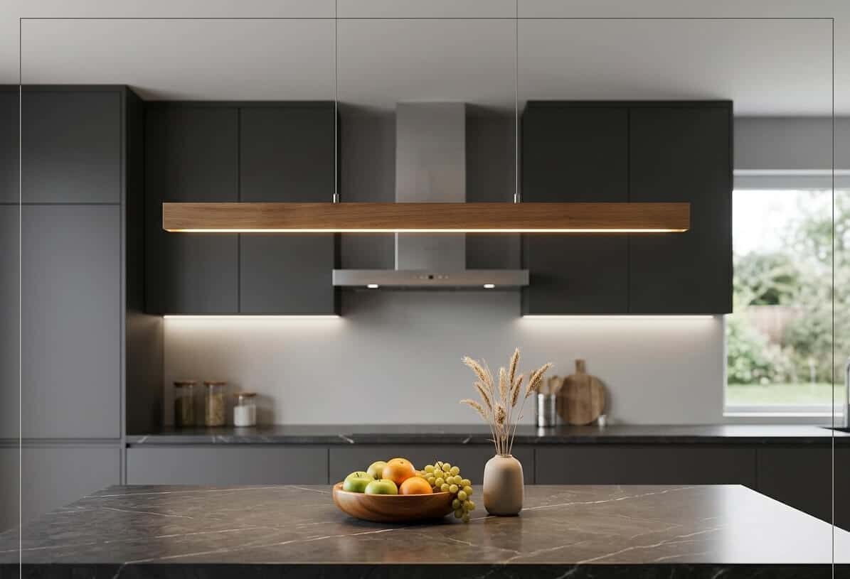 Eichenholzlampe, Eichenholzleuchte, dimmbare Esstischleuchte mit indirektem Licht ohne Stromkabel, Designerleuchte, Hochwertige Leuchte, Manufakturleuchte, Hängeleuchte ohne Stromkabel, Kochinsel Beleuchtung, Hängeleuchte aus Holz, Pendelleuchte, Hoche Leuchtkraft, Hoher CRI / Ra Wert, dimmbare Pendelleuchte, Pendellampe mit indirektem Licht und dimmbar, Handgefertigte Leuchten