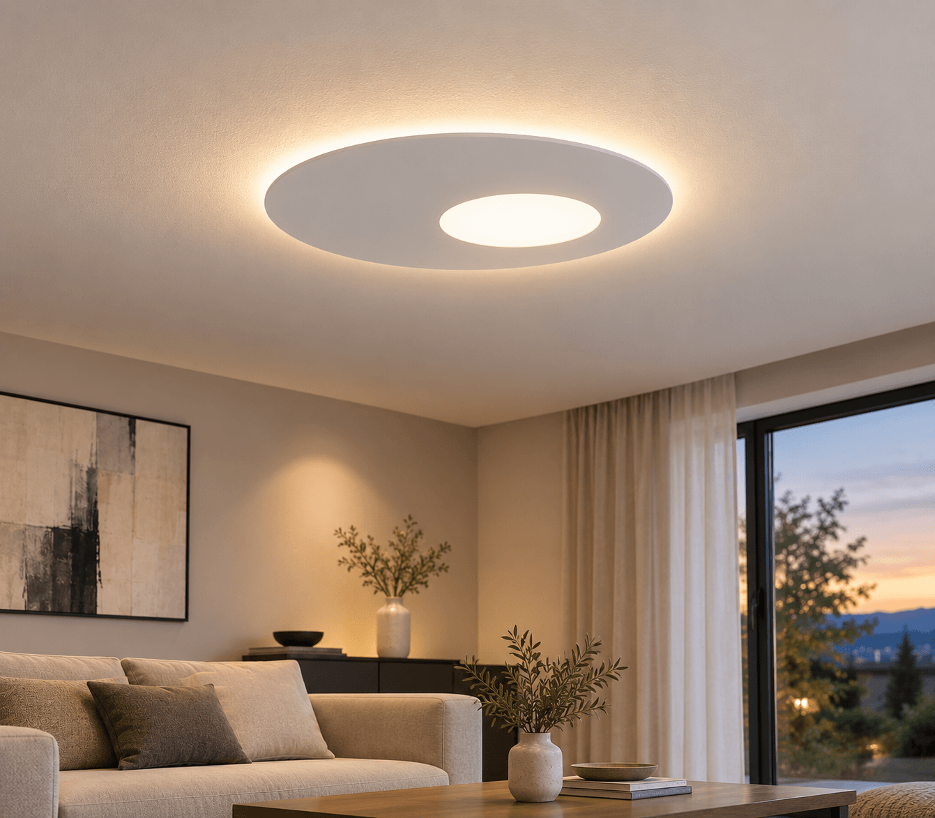 Deckenleuchte mit indirektem und direktem Licht, Couchleuchte, Wohnzimmerleuchte Büroleuchte, Esstischleuchte, Designerleuchte, Zeitloses Leuchten Design, Indirektes Licht, indirekte Beleuchtung, direktes Licht, direkte Beleuchtung, Neueste Leuchten Trends, LED Leuchten, dimmbare LED Leuchten, dimmbare LED Lampen, Flur LED Leuchten, Büro LED Leuchten